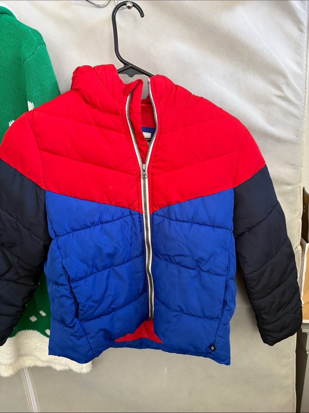 GAP Kids Colorblock Puffer Jacket - Red, Blue & Black